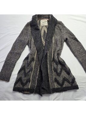 Anthropologie Angel of the North Wool Chevron Cardigan Sweater Small